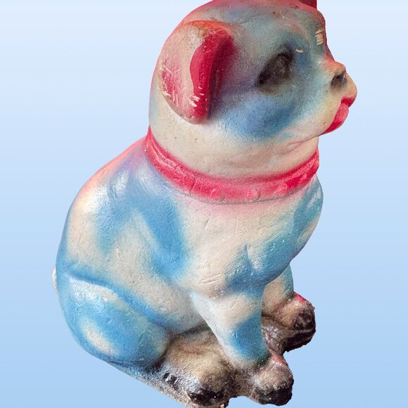 1940s blue chalkware carnival dog - Picture 4 of 6